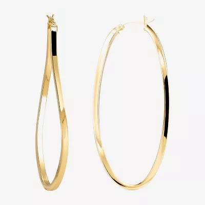 Made in Italy Womens 14K Gold Over Silver 67mm Oval Hoop Earrings