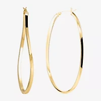 Made in Italy Womens 14K Gold Over Silver 67mm Oval Hoop Earrings