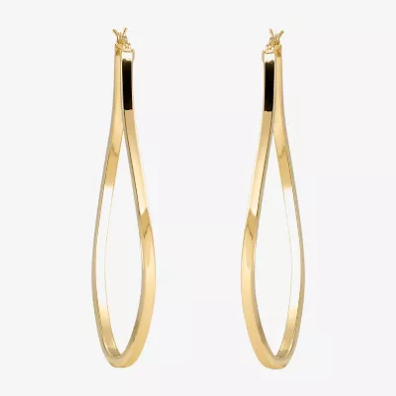 Made in Italy Womens 14K Gold Over Silver 67mm Oval Hoop Earrings