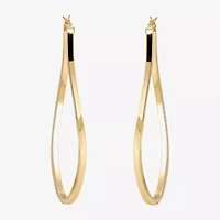 Made in Italy Womens 14K Gold Over Silver 67mm Oval Hoop Earrings