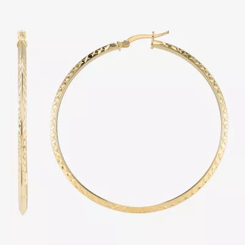 Made in Italy Womens 14K Gold Over Silver 55mm Round Hoop Earrings