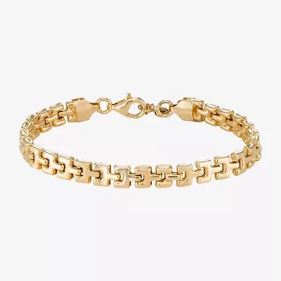 Made in Italy Womens 14K Gold Over Silver 6 3/4 Inch Solid Chain Bracelet