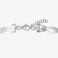 Made in Italy Womens 14K White Gold Over Silver 7 Inch Solid Omega Chain Bracelet