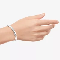 Made in Italy Womens 14K White Gold Over Silver 7 Inch Solid Omega Chain Bracelet
