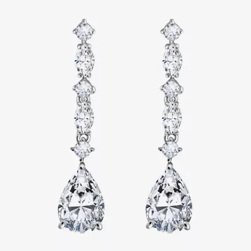 Diamonart Marilyn Monroe Womens 4 1/2 CT. T.W. White Cubic Zirconia Platinum Over Silver Drop Earrings