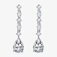 Diamonart Marilyn Monroe Womens 4 1/2 CT. T.W. White Cubic Zirconia Platinum Over Silver Drop Earrings