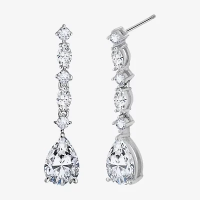 Diamonart Marilyn Monroe Womens 4 1/2 CT. T.W. White Cubic Zirconia Platinum Over Silver Drop Earrings