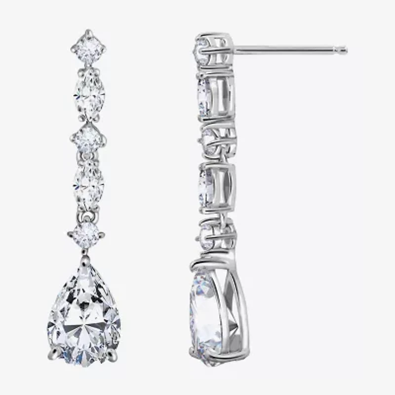 Diamonart Marilyn Monroe Womens 4 1/2 CT. T.W. White Cubic Zirconia Platinum Over Silver Drop Earrings