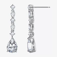 Diamonart Marilyn Monroe Womens 4 1/2 CT. T.W. White Cubic Zirconia Platinum Over Silver Drop Earrings