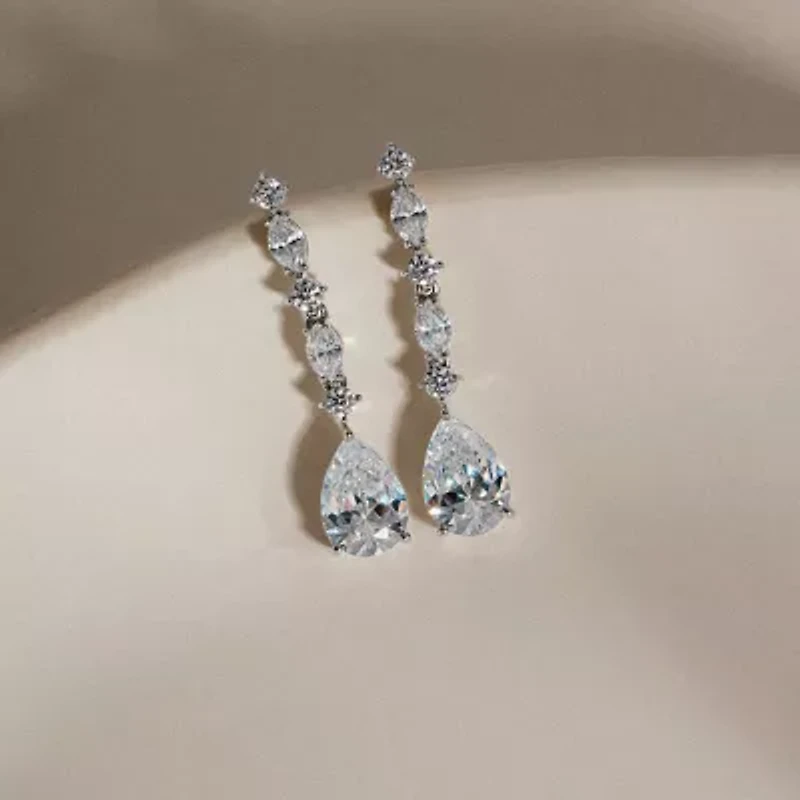 Diamonart Marilyn Monroe Womens 4 1/2 CT. T.W. White Cubic Zirconia Platinum Over Silver Drop Earrings