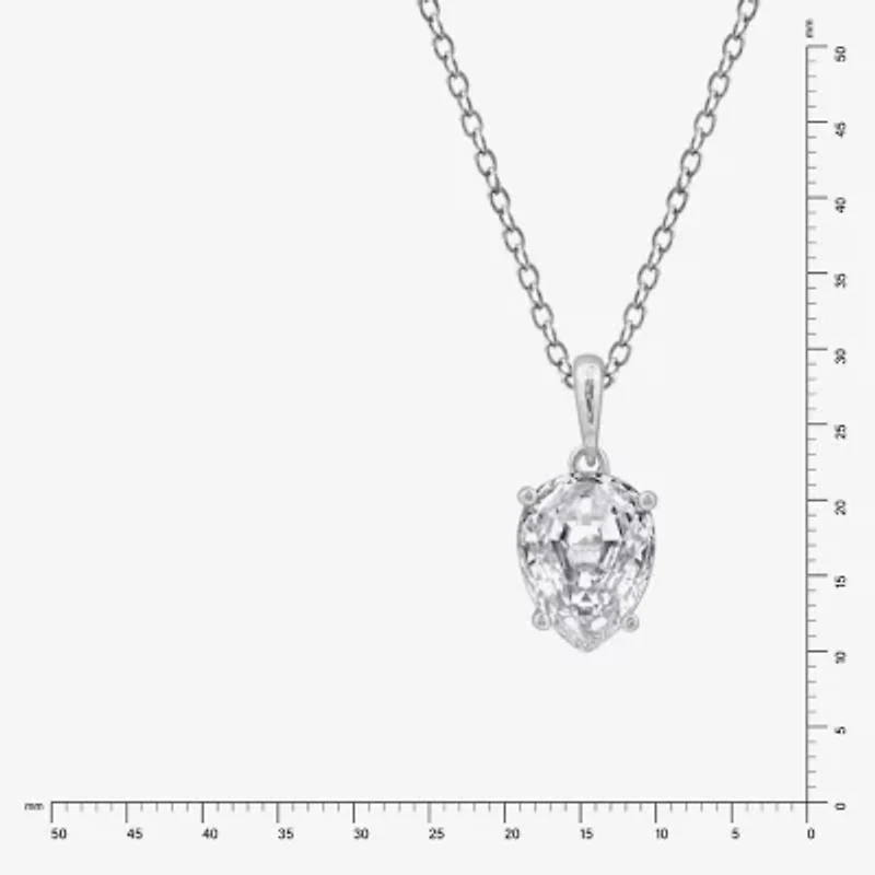 Diamonart Marilyn Monroe Womens 3 3/4 CT. T.W. White Cubic Zirconia Platinum Over Silver Pear 16 Inch Pendant Necklace