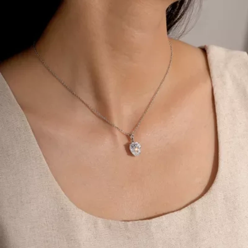 Diamonart Marilyn Monroe Womens 3 3/4 CT. T.W. White Cubic Zirconia Platinum Over Silver Pear 16 Inch Pendant Necklace