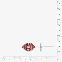 Diamonart Marilyn Monroe Lips Red Cubic Zirconia Platinum Over Silver 7.8mm Stud Earrings