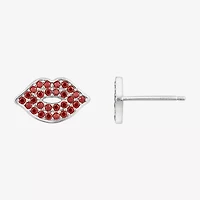 Diamonart Marilyn Monroe Lips Red Cubic Zirconia Platinum Over Silver 7.8mm Stud Earrings