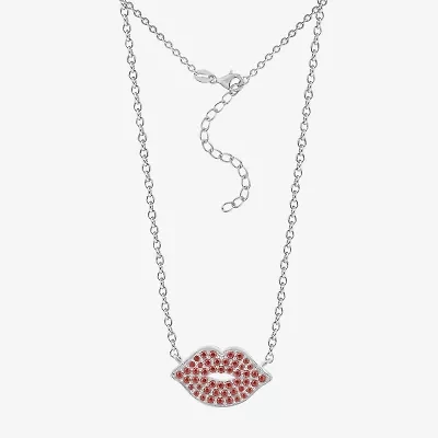 Diamonart Marilyn Monroe Womens Red Cubic Zirconia Platinum Over Silver Round 16 Inch Pendant Necklace