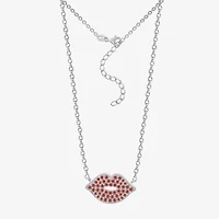 Diamonart Marilyn Monroe Womens Red Cubic Zirconia Platinum Over Silver Round 16 Inch Pendant Necklace