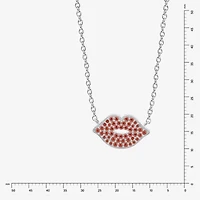 Diamonart Marilyn Monroe Womens Red Cubic Zirconia Platinum Over Silver Round 16 Inch Pendant Necklace