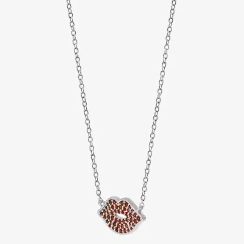 Diamonart Marilyn Monroe Womens Red Cubic Zirconia Platinum Over Silver Round 16 Inch Pendant Necklace