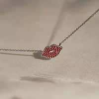 Diamonart Marilyn Monroe Womens Red Cubic Zirconia Platinum Over Silver Round 16 Inch Pendant Necklace