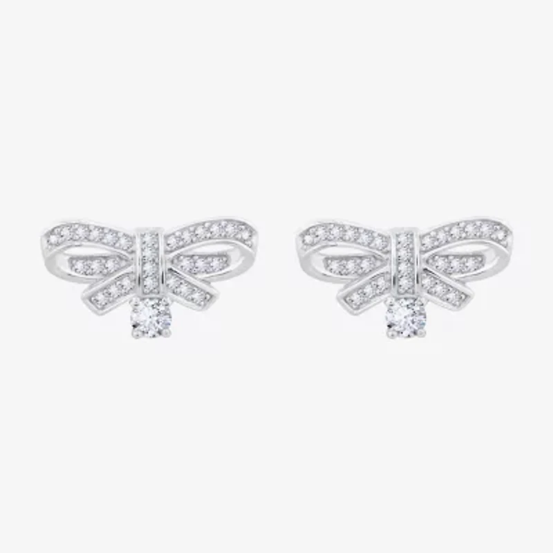 Diamonart Marilyn Monroe Simulated White Cubic Zirconia Platinum Over Silver 7.8mm Round Stud Earrings