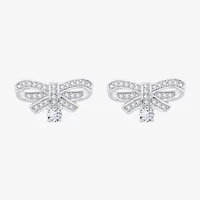Diamonart Marilyn Monroe Simulated White Cubic Zirconia Platinum Over Silver 7.8mm Round Stud Earrings
