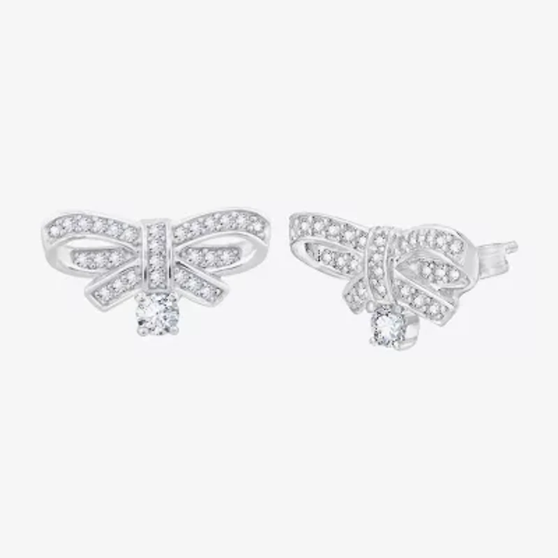 Diamonart Marilyn Monroe Simulated White Cubic Zirconia Platinum Over Silver 7.8mm Round Stud Earrings