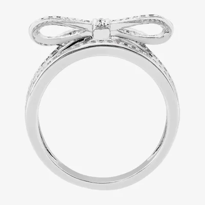 Diamonart Marilyn Monroe Womens Cubic Zirconia Platinum Over Silver Bow Cocktail Ring