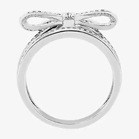 Diamonart Marilyn Monroe Womens Cubic Zirconia Platinum Over Silver Bow Cocktail Ring