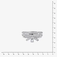 Diamonart Marilyn Monroe Womens Cubic Zirconia Platinum Over Silver Bow Cocktail Ring