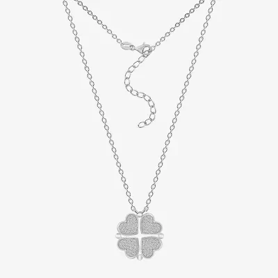 Diamonart Marilyn Monroe Womens Cubic Zirconia Platinum Over Silver Clover Heart 16 Inch Pendant Necklace