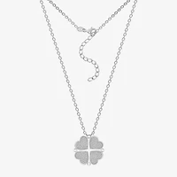 Diamonart Marilyn Monroe Womens Cubic Zirconia Platinum Over Silver Clover Heart 16 Inch Pendant Necklace