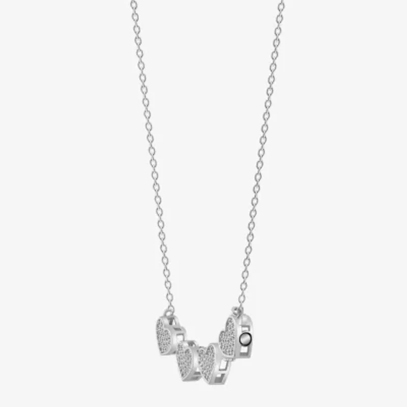 Diamonart Marilyn Monroe Womens Cubic Zirconia Platinum Over Silver Clover Heart 16 Inch Pendant Necklace