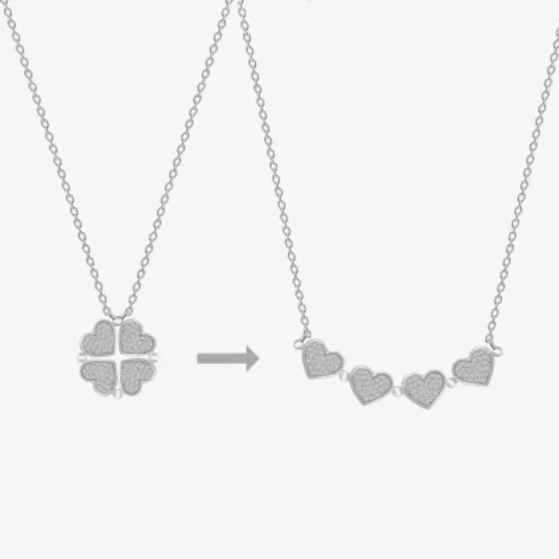 Diamonart Marilyn Monroe Womens Cubic Zirconia Platinum Over Silver Clover Heart 16 Inch Pendant Necklace