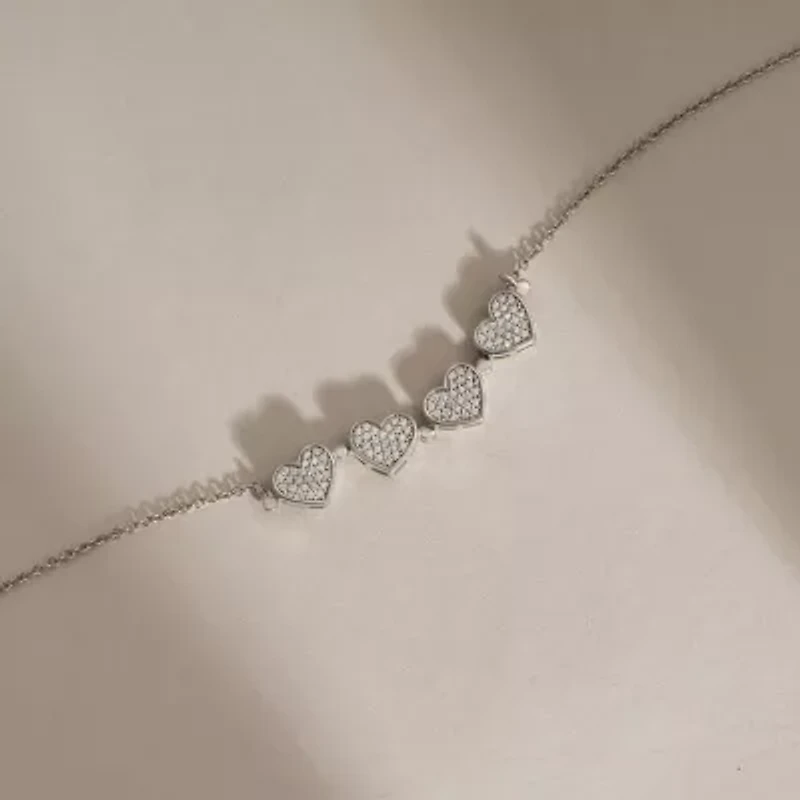 Diamonart Marilyn Monroe Womens Cubic Zirconia Platinum Over Silver Clover Heart 16 Inch Pendant Necklace