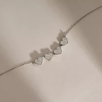 Diamonart Marilyn Monroe Womens Cubic Zirconia Platinum Over Silver Clover Heart 16 Inch Pendant Necklace