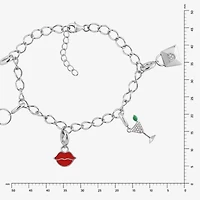 Diamonart Marilyn Monroe Womens White Cubic Zirconia Platinum Over Silver Round Charm Bracelet