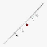 Diamonart Marilyn Monroe Womens White Cubic Zirconia Platinum Over Silver Round Charm Bracelet