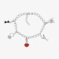 Diamonart Marilyn Monroe Womens White Cubic Zirconia Platinum Over Silver Round Charm Bracelet