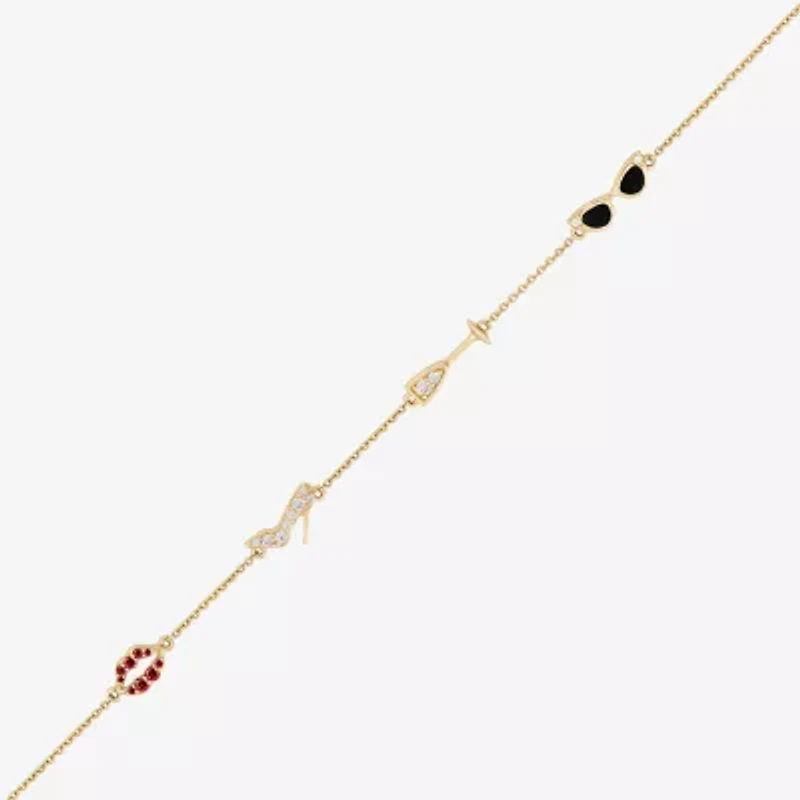 Diamonart Marilyn Monroe Womens 14K Gold Over Silver 6 3/4 Inch Cable Round Chain Bracelet