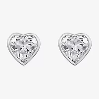 Diamonart Marilyn Monroe 2 3/4 CT. T.W. White Cubic Zirconia Platinum Over Silver 7.8mm Heart Stud Earrings