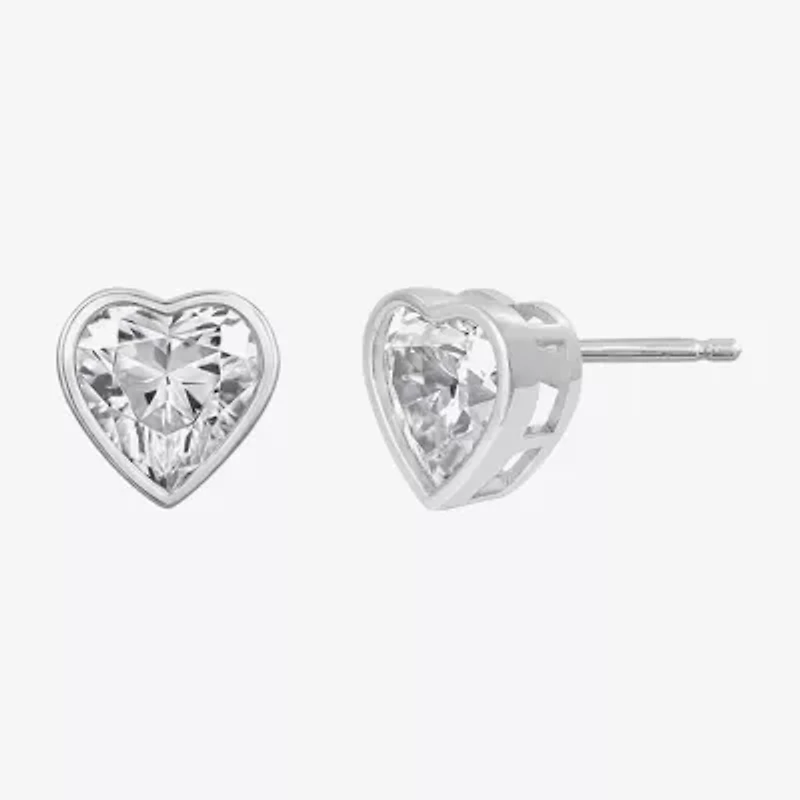Diamonart Marilyn Monroe 2 3/4 CT. T.W. White Cubic Zirconia Platinum Over Silver 7.8mm Heart Stud Earrings
