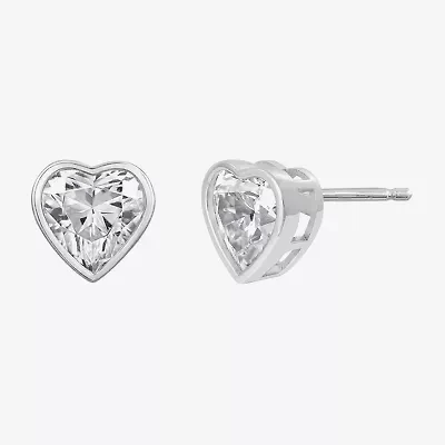 Diamonart Marilyn Monroe 2 3/4 CT. T.W. White Cubic Zirconia Platinum Over Silver 7.8mm Heart Stud Earrings