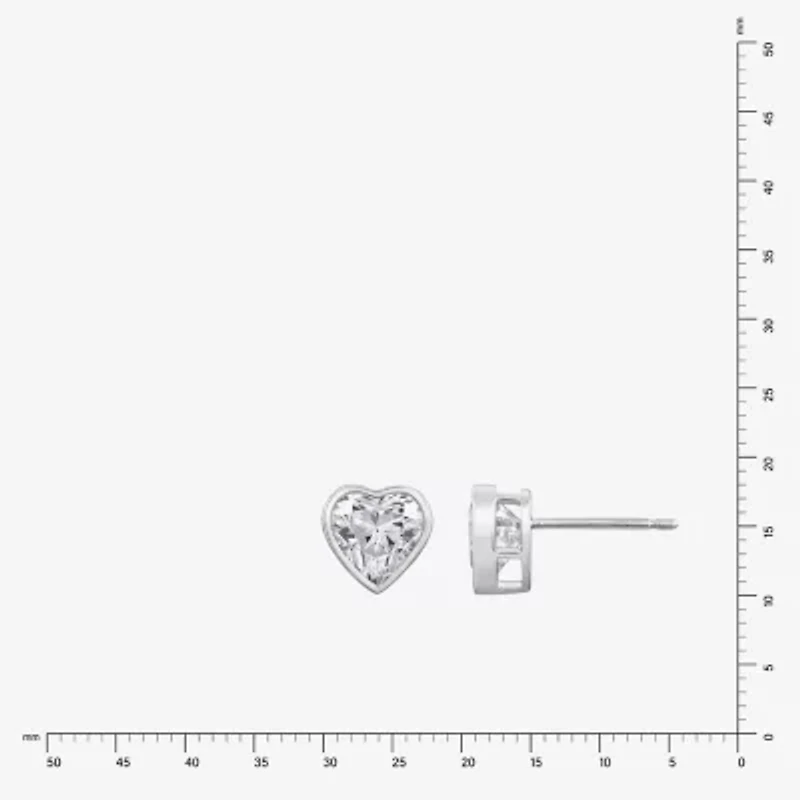 Diamonart Marilyn Monroe 2 3/4 CT. T.W. White Cubic Zirconia Platinum Over Silver 7.8mm Heart Stud Earrings