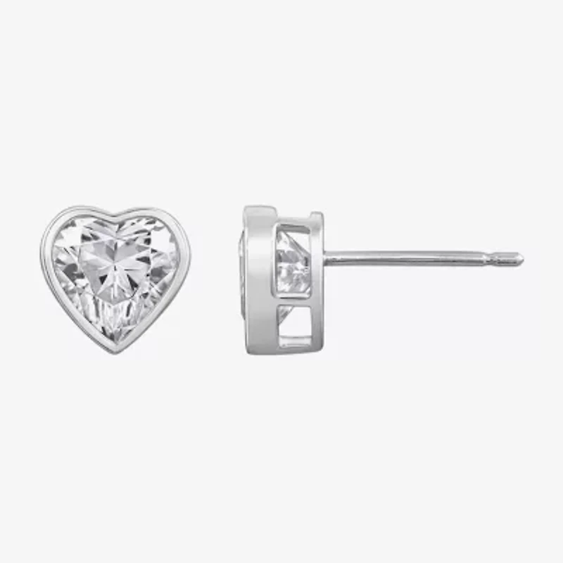 Diamonart Marilyn Monroe 2 3/4 CT. T.W. White Cubic Zirconia Platinum Over Silver 7.8mm Heart Stud Earrings