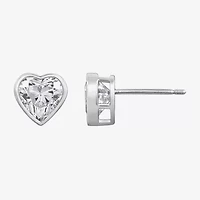 Diamonart Marilyn Monroe 2 3/4 CT. T.W. White Cubic Zirconia Platinum Over Silver 7.8mm Heart Stud Earrings
