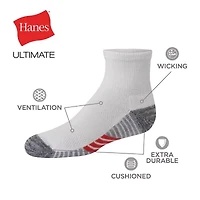 Hanes 10 Pair Quarter Ankle Socks Boys