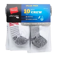 Hanes Little & Big Kid Boys 10 Pair Crew Socks