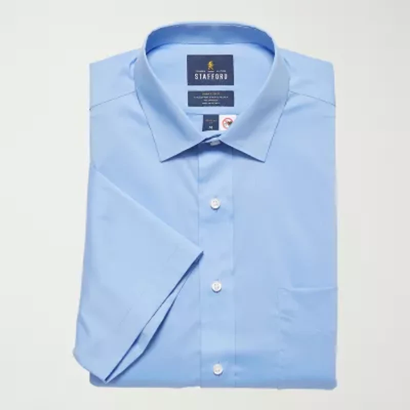 Stafford Magna Ready® Mens Regular Fit Easy-on + Easy-off Sensory Friendly Adaptive Stretch Fabric Wrinkle Free Short Sleeve Dress Shirt
