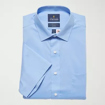 Stafford Magna Ready® Mens Regular Fit Easy-on + Easy-off Sensory Friendly Adaptive Stretch Fabric Wrinkle Free Short Sleeve Dress Shirt