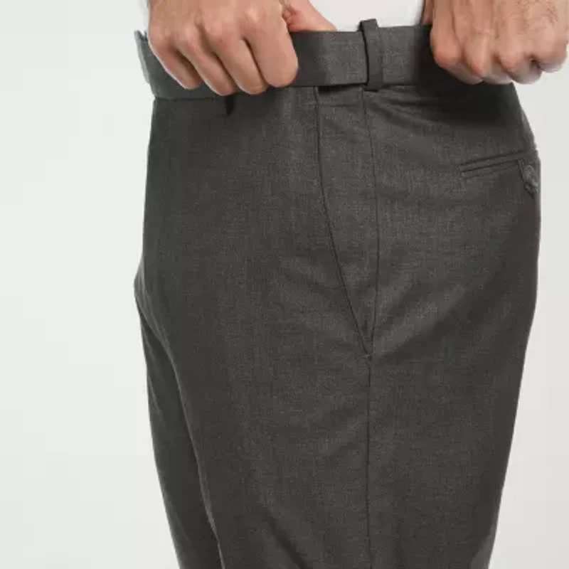 Savane Premium Stretch Expandable Waist Mens Straight Fit Dress Flat Front Pant